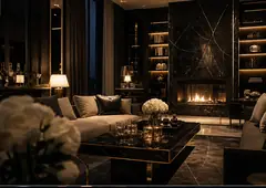 Luxury private residence lounge prepared for guest arrival