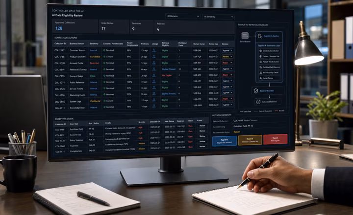 Data quality and AI eligibility product interface