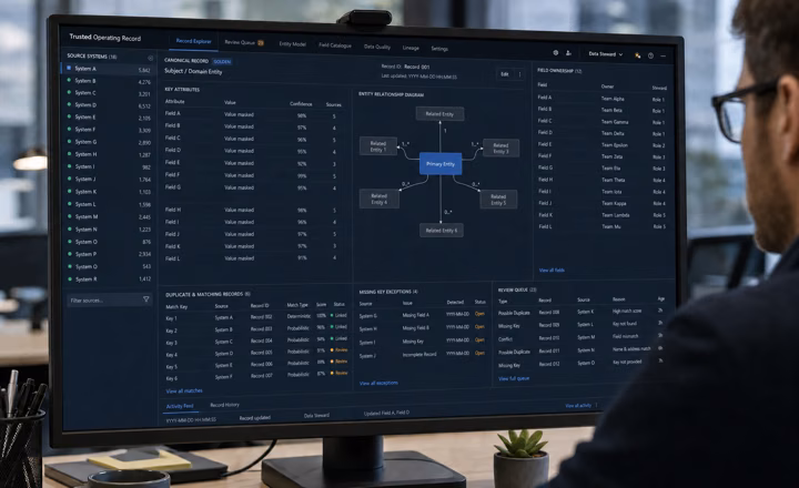 Operating record and source-authority product interface